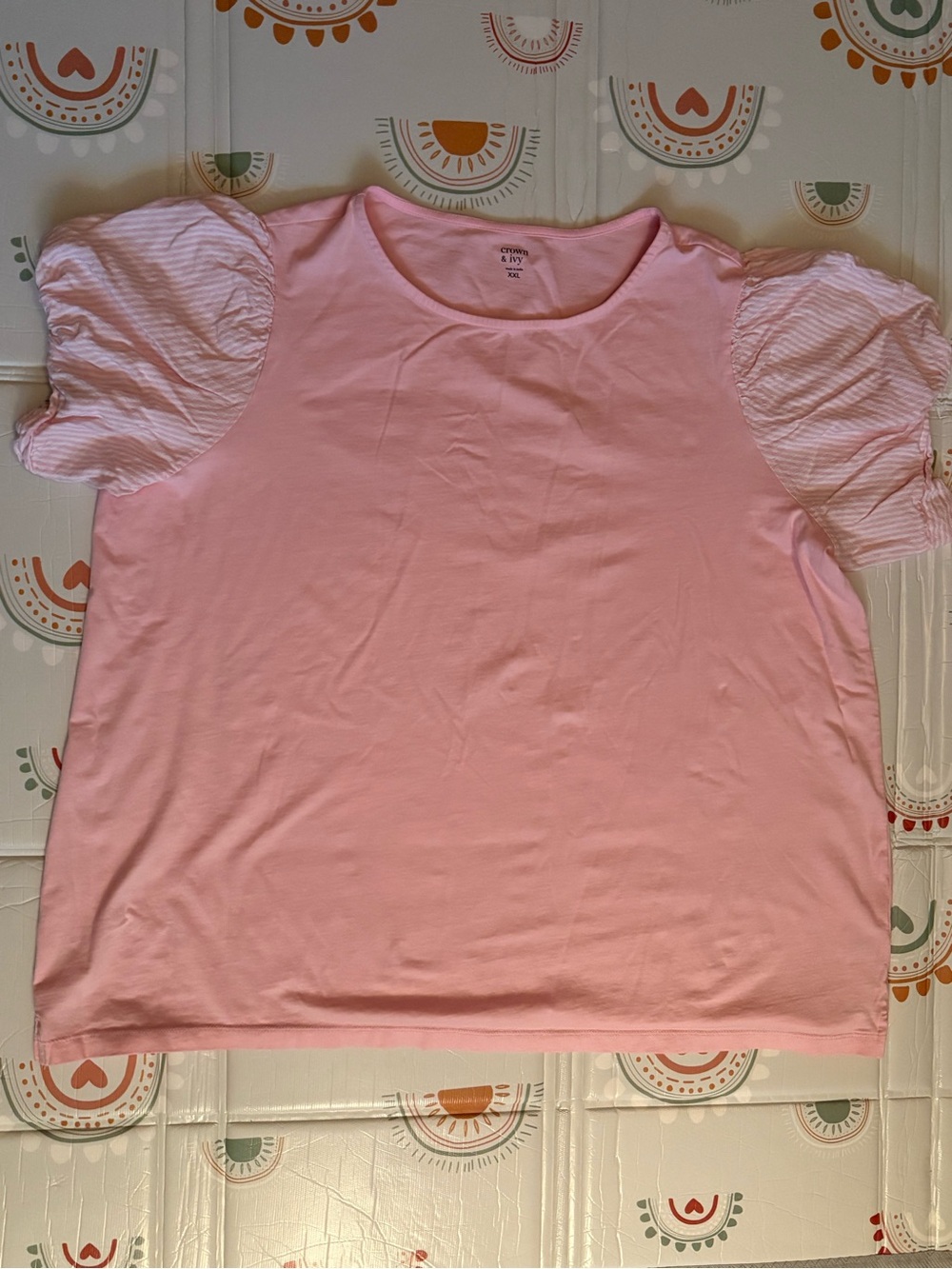 crown & ivy Pink Puff Sleeve Tee